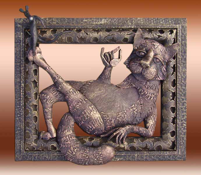 Metal wall art, metal art work, hand hammered art, blacksmith made, welded sculpture, metal sculptures, metal wreath, forged cat, wall decor