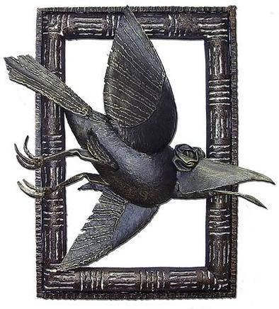 Metal painting, metal art work, forged interior design, metal art, blacksmith creation, welded art, bird artwork, forged birds, forged crow