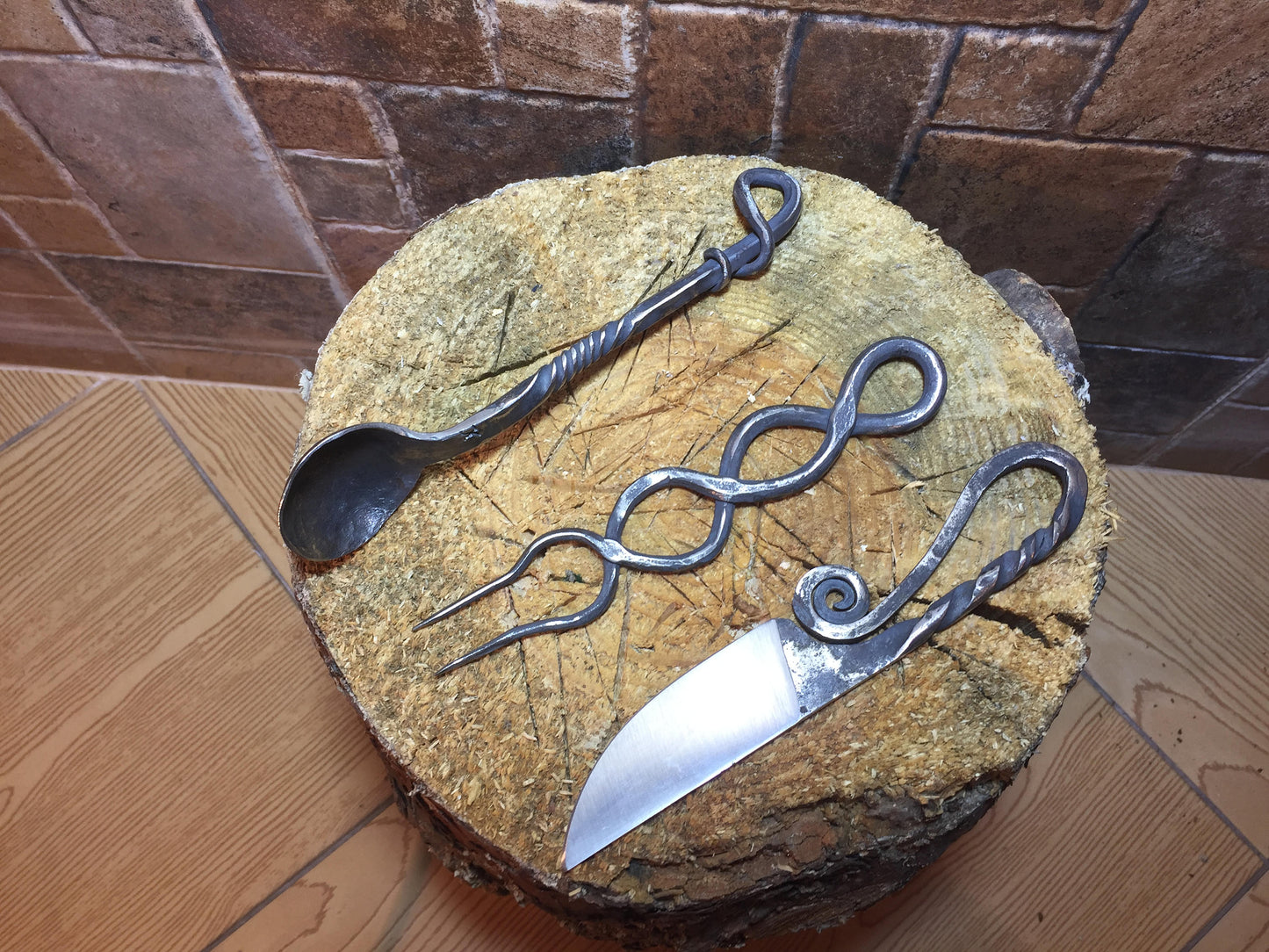 Viking cutlery set, rustic cutlery, medieval kitchen, medieval cutlery, viking, rustic kitchen,forged fork, viking decor, BBQ decor, viking