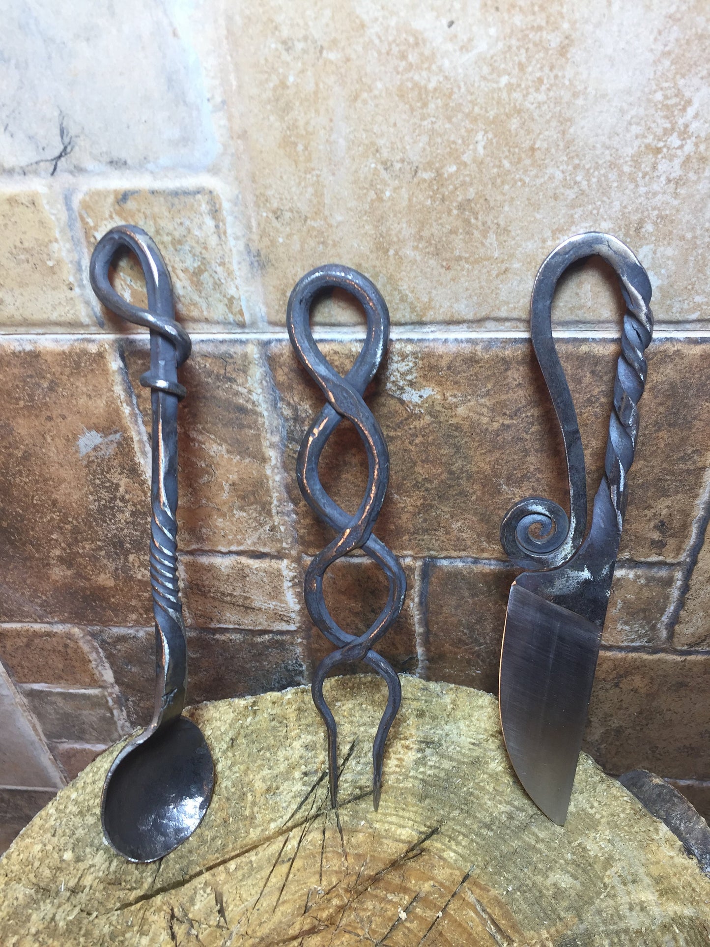 Viking cutlery set, rustic cutlery, medieval kitchen, medieval cutlery, viking, rustic kitchen,forged fork, viking decor, BBQ decor, viking
