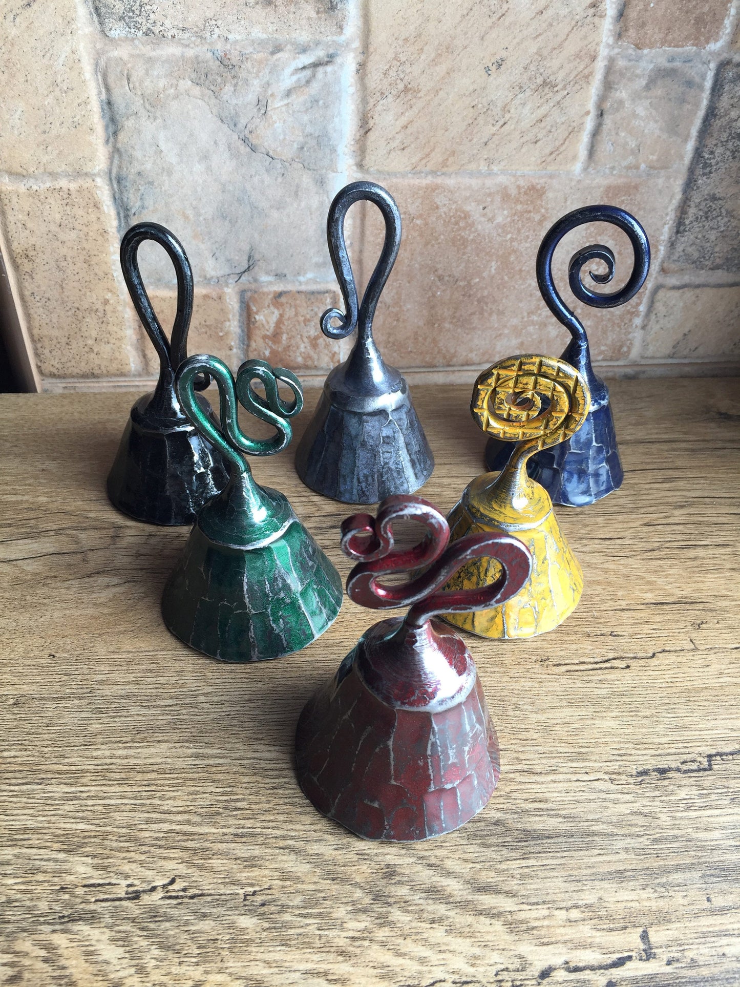 A set of 6 bells, iron bell, hand forged bell, wrought iron bell, handmade bell, hand crafted bell, metal bell, metal art, iron gifts, bell