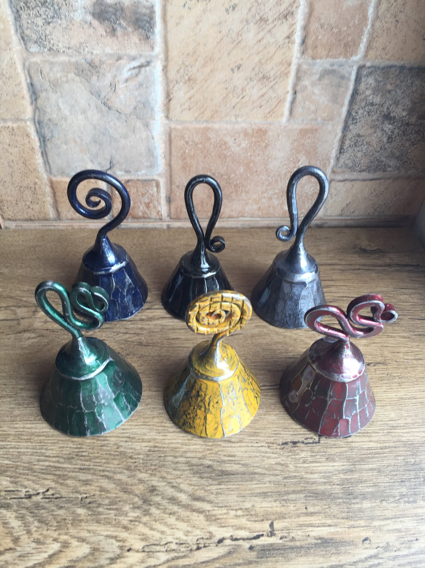 A set of 6 bells, iron bell, hand forged bell, wrought iron bell, handmade bell, hand crafted bell, metal bell, metal art, iron gifts, bell