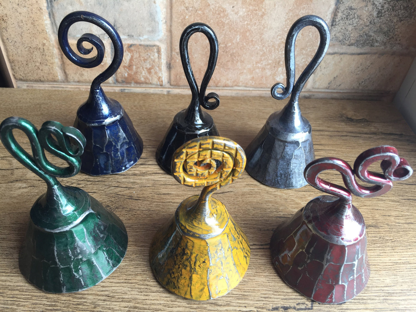 A set of 6 bells, iron bell, hand forged bell, wrought iron bell, handmade bell, hand crafted bell, metal bell, metal art, iron gifts, bell
