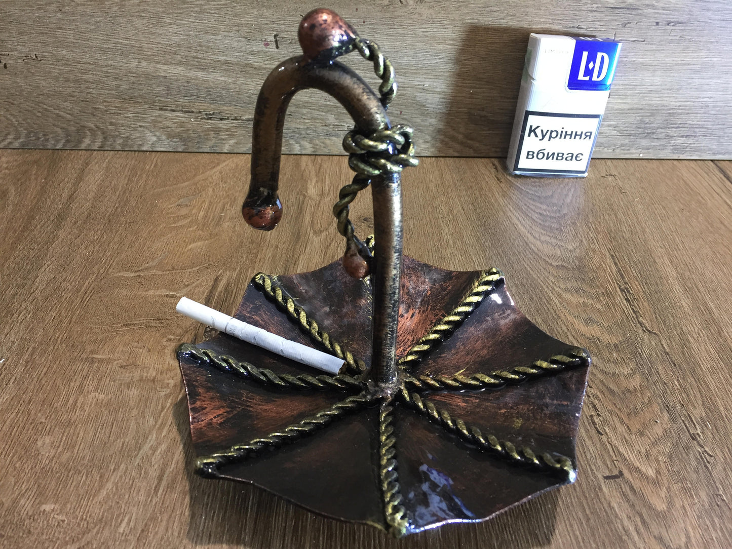 Hand forged ash tray, iron anniversary gift for him, iron anniversary gift for her, cigar ashtray, cigar holder, mens gift, manly gift