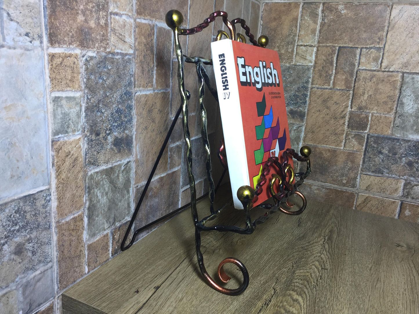 Hand forged book holder,book stand,book holder stand,wedding guest book,vintage book holder,kitchen book holder,cookbook stand,recipe holder