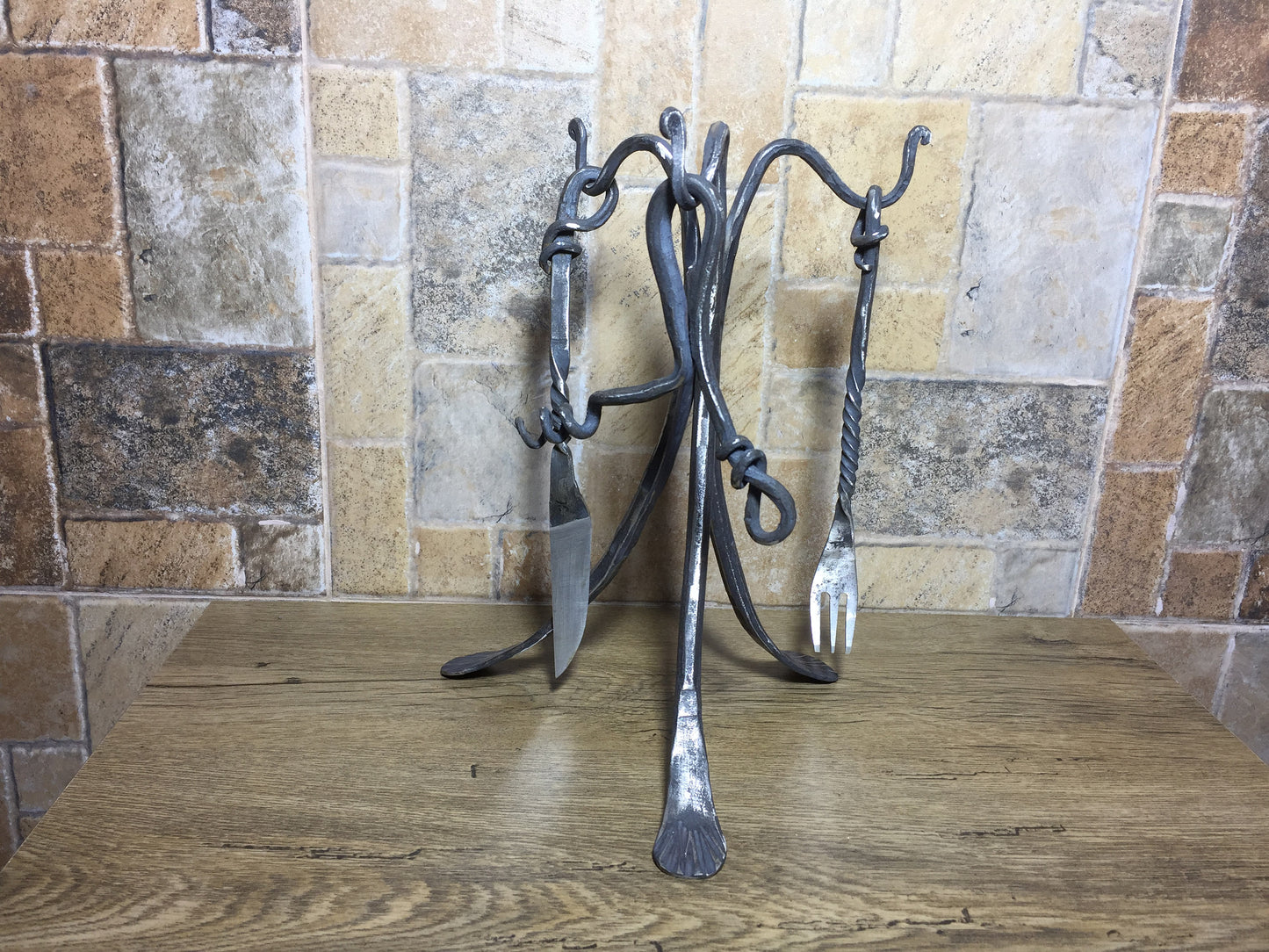 Stainless steel hand forged medieval cutlery set,middle ages cutlery,flatware set,camp equipment,forged cutlery,forged flatware,forged knife
