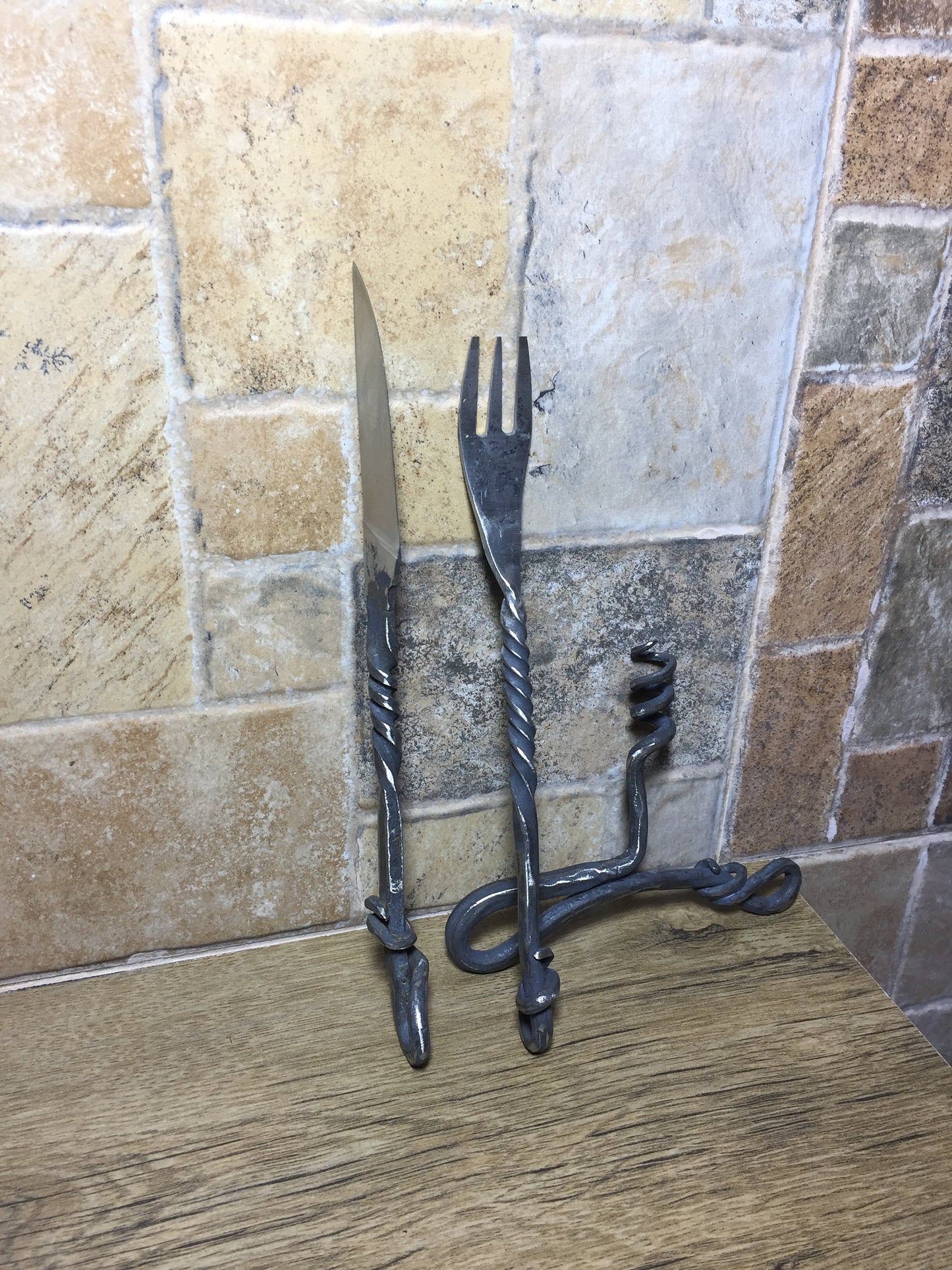 Stainless steel hand forged medieval cutlery set,middle ages cutlery,flatware set,camp equipment,forged cutlery,forged flatware,forged knife