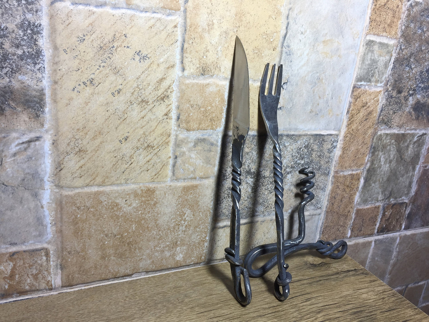 Stainless steel hand forged medieval cutlery set,middle ages cutlery,flatware set,camp equipment,forged cutlery,forged flatware,forged knife