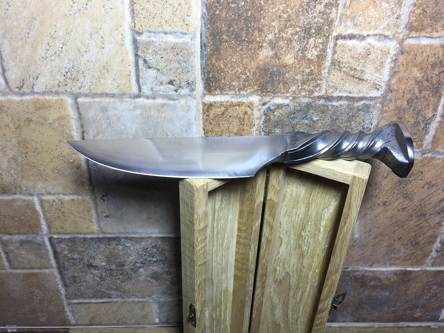 Railroad spike knife in engraved casket/wooden box, iron anniversary gift for him, 6 year anniversary gift for him, industrial art,iron gift