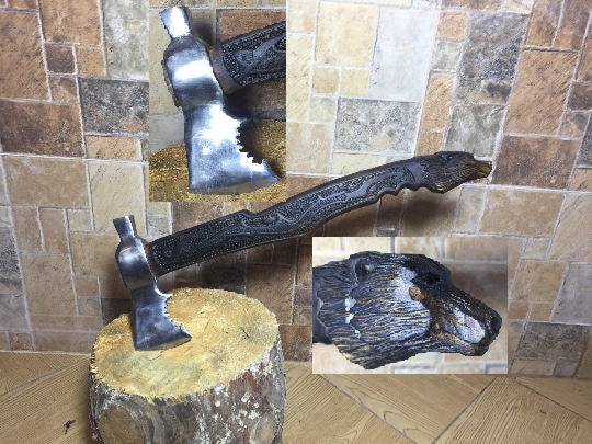 Medieval axe, viking axe, iron gift for him, tomahawk, hatchet, hiking, hunting, mens gifts, chopping axe, gifts for men, manly iron gifts