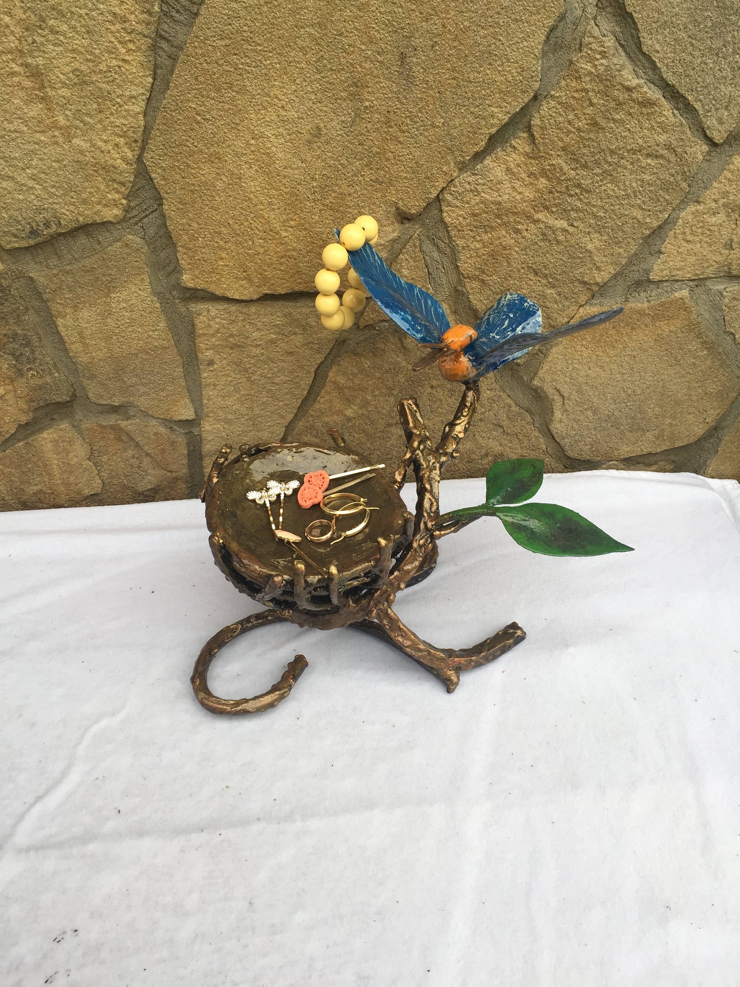 Hand forged ring dish, ring dish, iron gift for her, iron bird, iron anniversary gift for her, iron gifts, jewelry storage, 6th anniversary