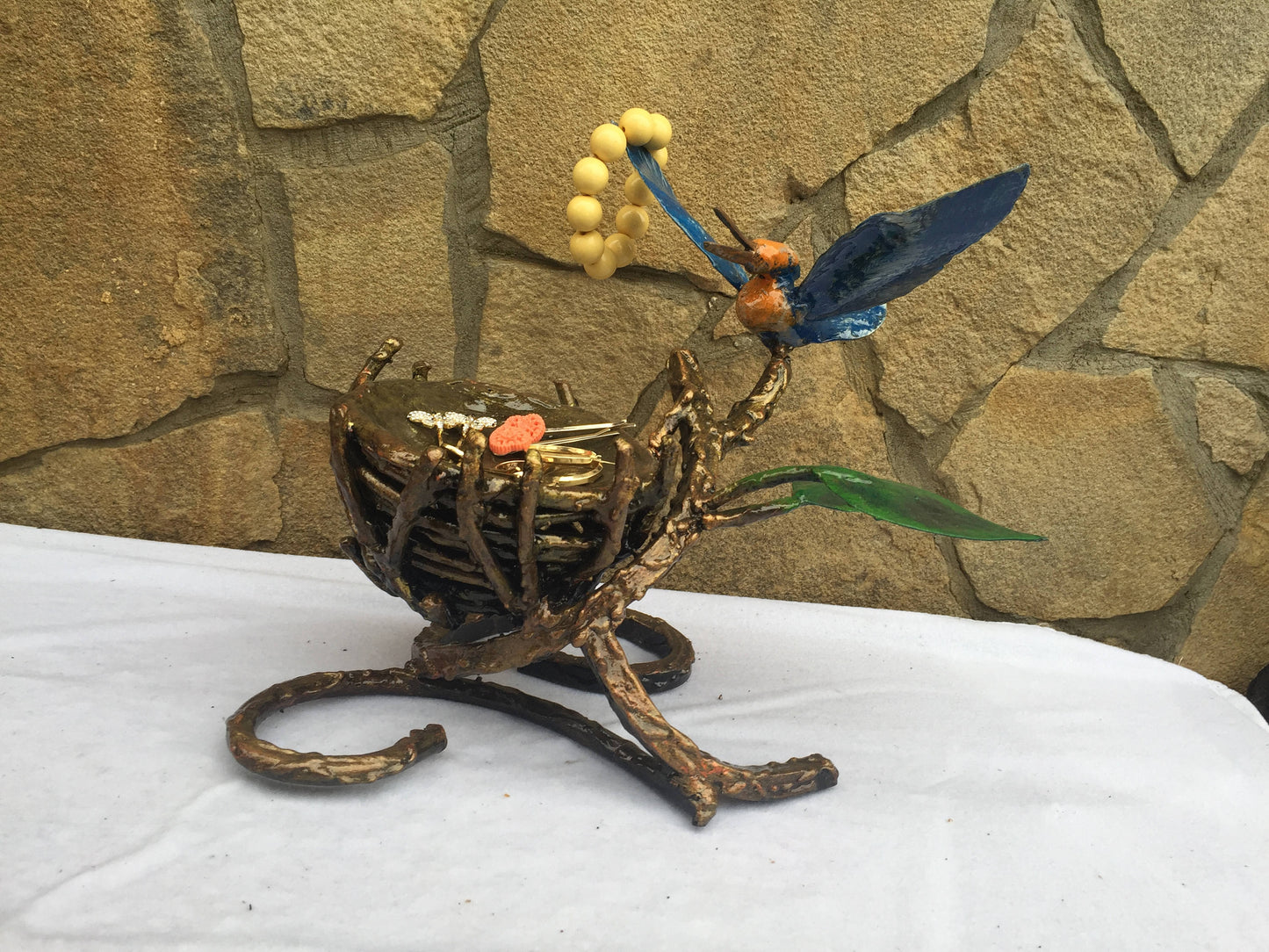 Hand forged ring dish, ring dish, iron gift for her, iron bird, iron anniversary gift for her, iron gifts, jewelry storage, 6th anniversary