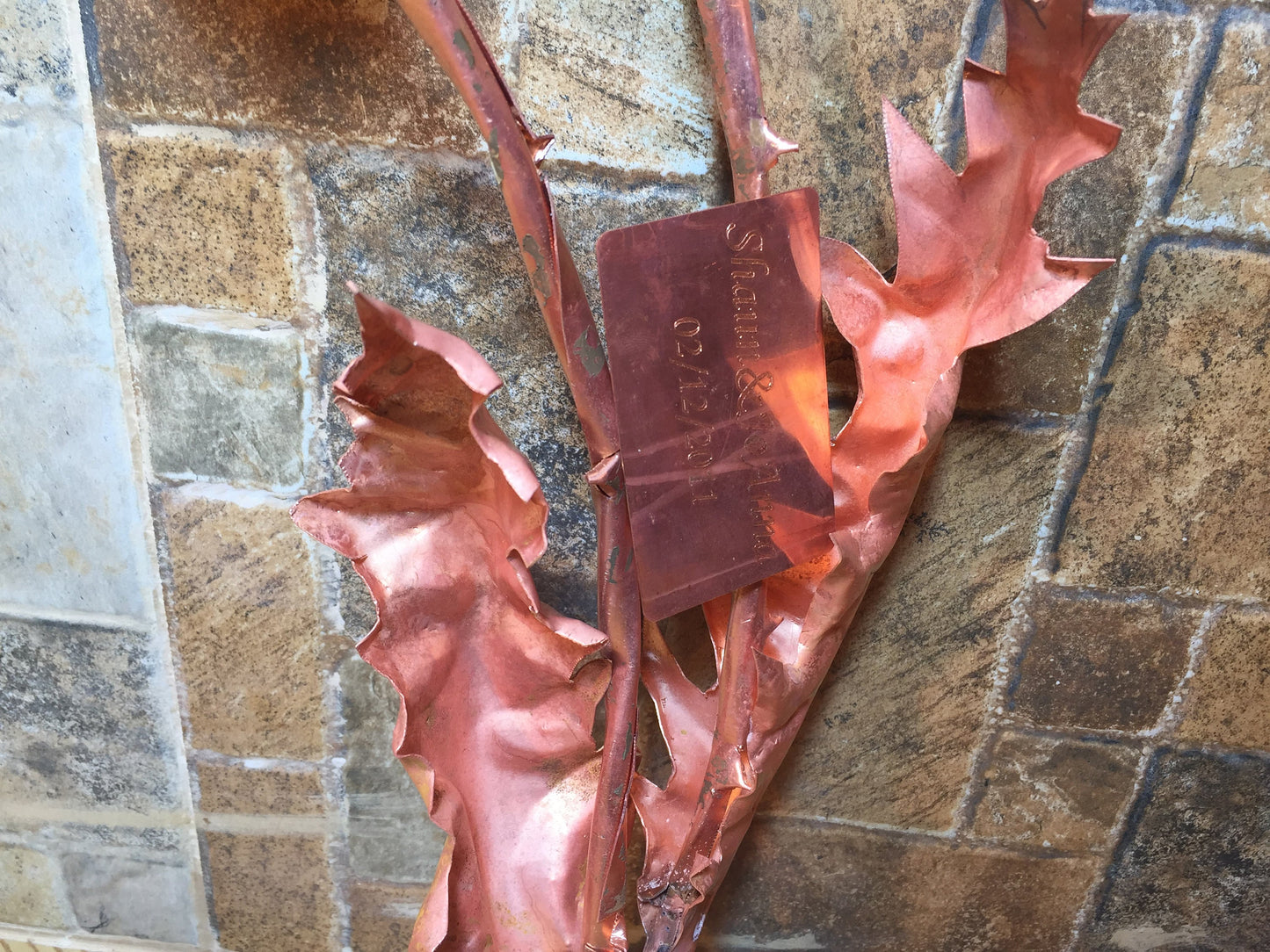 Copper thistle, engraved copper gift, copper gifts, 7 year anniversary gift for her, 7th anniversary, copper wedding, copper anniversary
