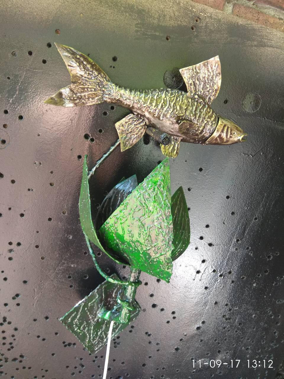 Wall lamp, hand forged lamp, forged lantern, porch lamp, art lamp, night lamp, rustic decor, fish lover gift,metal fish decor,metal fish art