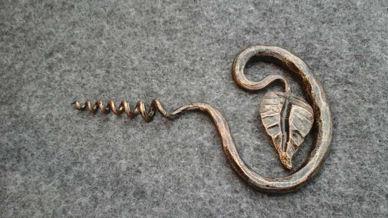 Corkscrew, bottle opener, iron gift for him, wine lover gift, viking cookware, viking utensils, viking camp kit,wine accessories,viking gift