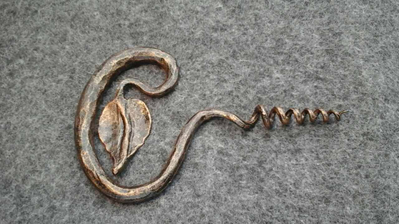 Corkscrew, bottle opener, iron gift for him, wine lover gift, viking cookware, viking utensils, viking camp kit,wine accessories,viking gift