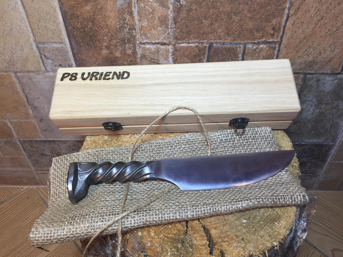 Railroad spike knife in engraved casket/wooden box, iron anniversary gift for him, 6 year anniversary gift for him, industrial art,iron gift