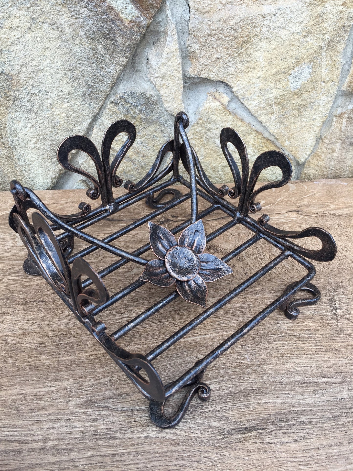 Hand forged napkin holder, napkin holder, napkin stand, napkins, viking, metal art, anniversary gift, iron gift for her, iron anniversary