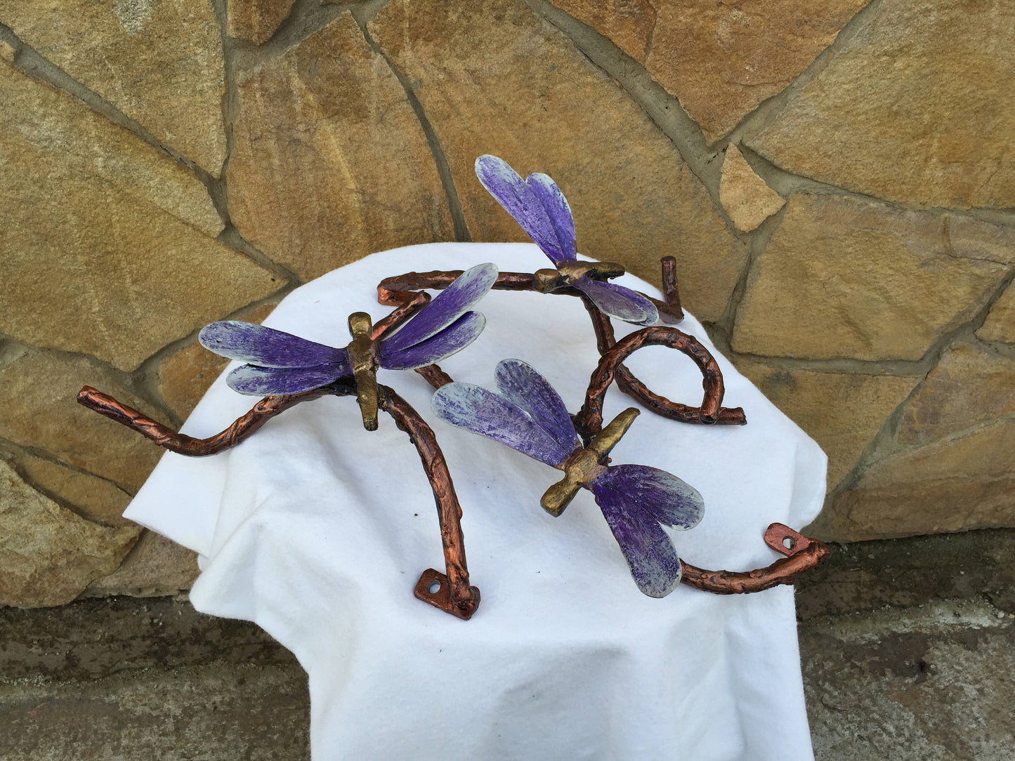 Three metal dragonflies, dragonfly, dragonfly figurine, metal statue, metal statuette, insect figurine, miniature statuette, dragonfly decor