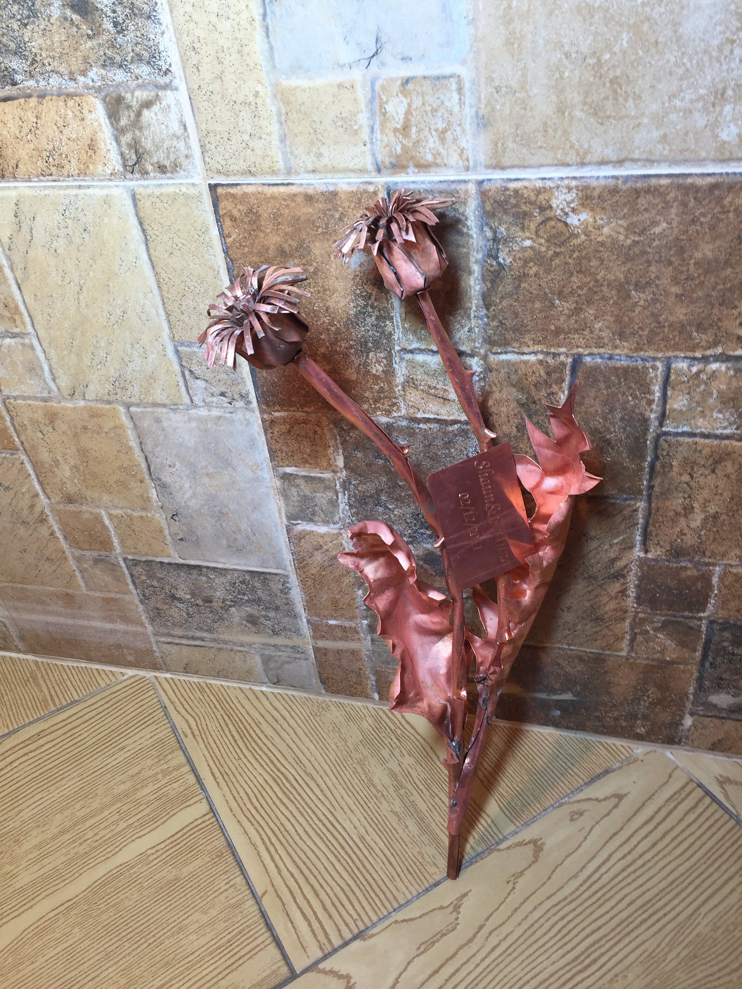 Copper thistle, engraved copper gift, copper gifts, 7 year anniversary gift for her, 7th anniversary, copper wedding, copper anniversary