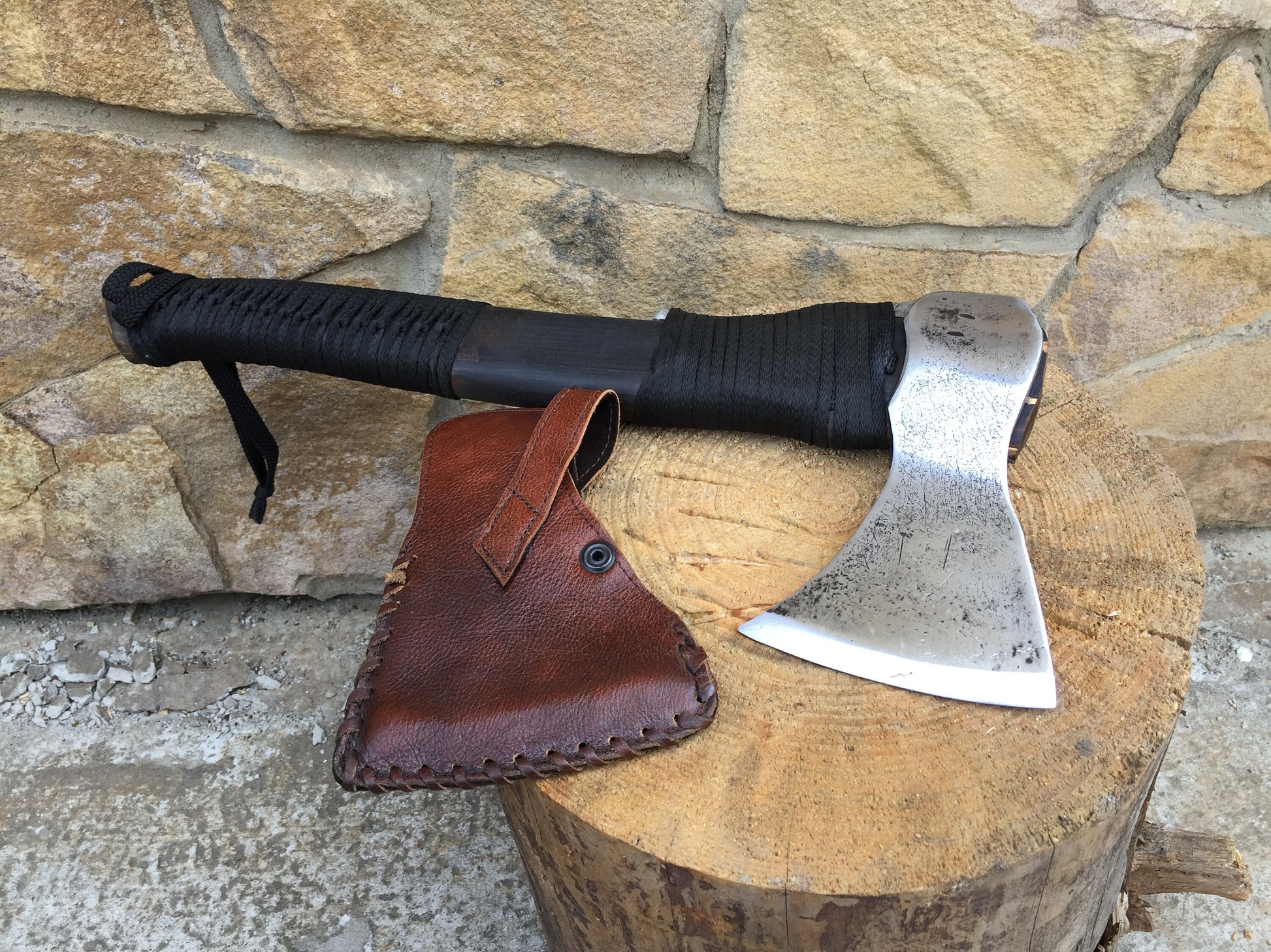 Custom listing for Tassilo: viking axe with leather sheath, with engraving, with free shipping to DE