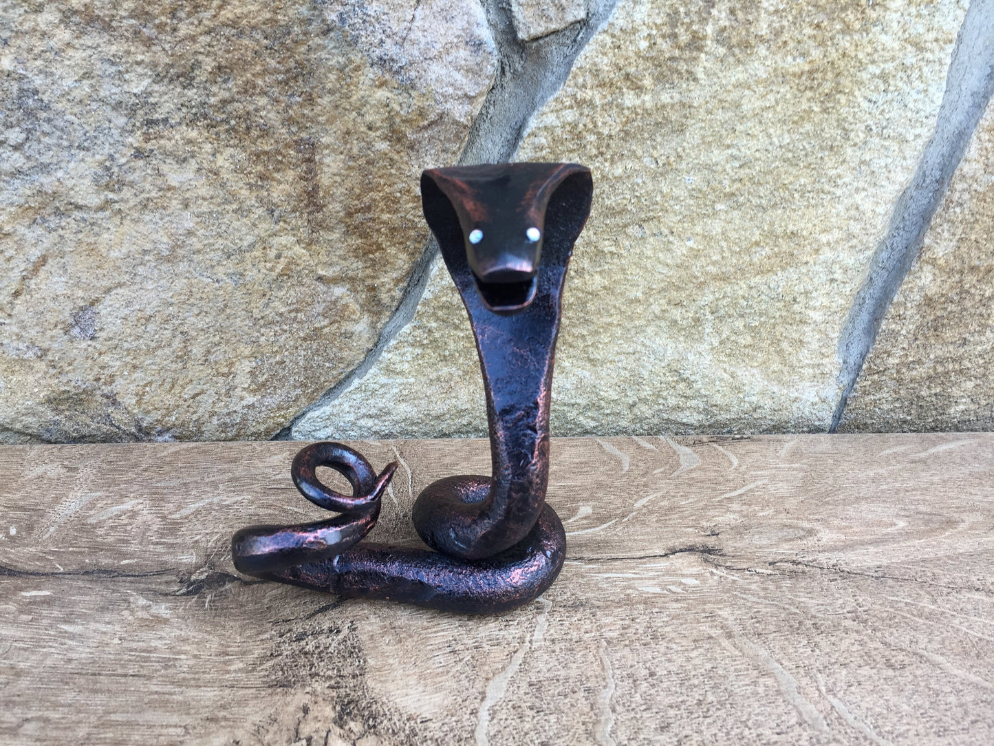 Hand forged snake, iron snake, iron cobra, home decor ideas, home decor gifts, cool gifts, cool dad gifts, stone gifts, ceramic gifts, snake