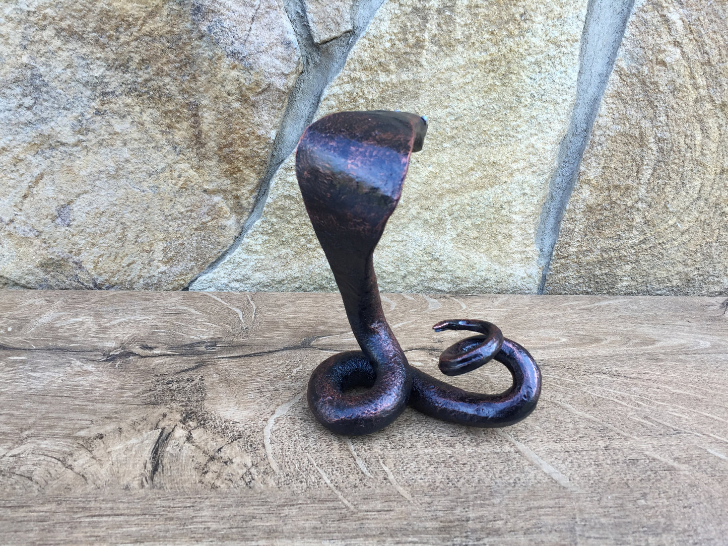 Hand forged snake, iron snake, iron cobra, home decor ideas, home decor gifts, cool gifts, cool dad gifts, stone gifts, ceramic gifts, snake
