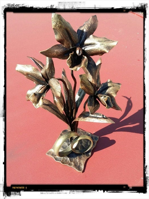6th anniversary gift, iron gift for her, iron gifts, anniversary gift, hand forged orchid, iron orchid, iron flower, rose, wedding gift