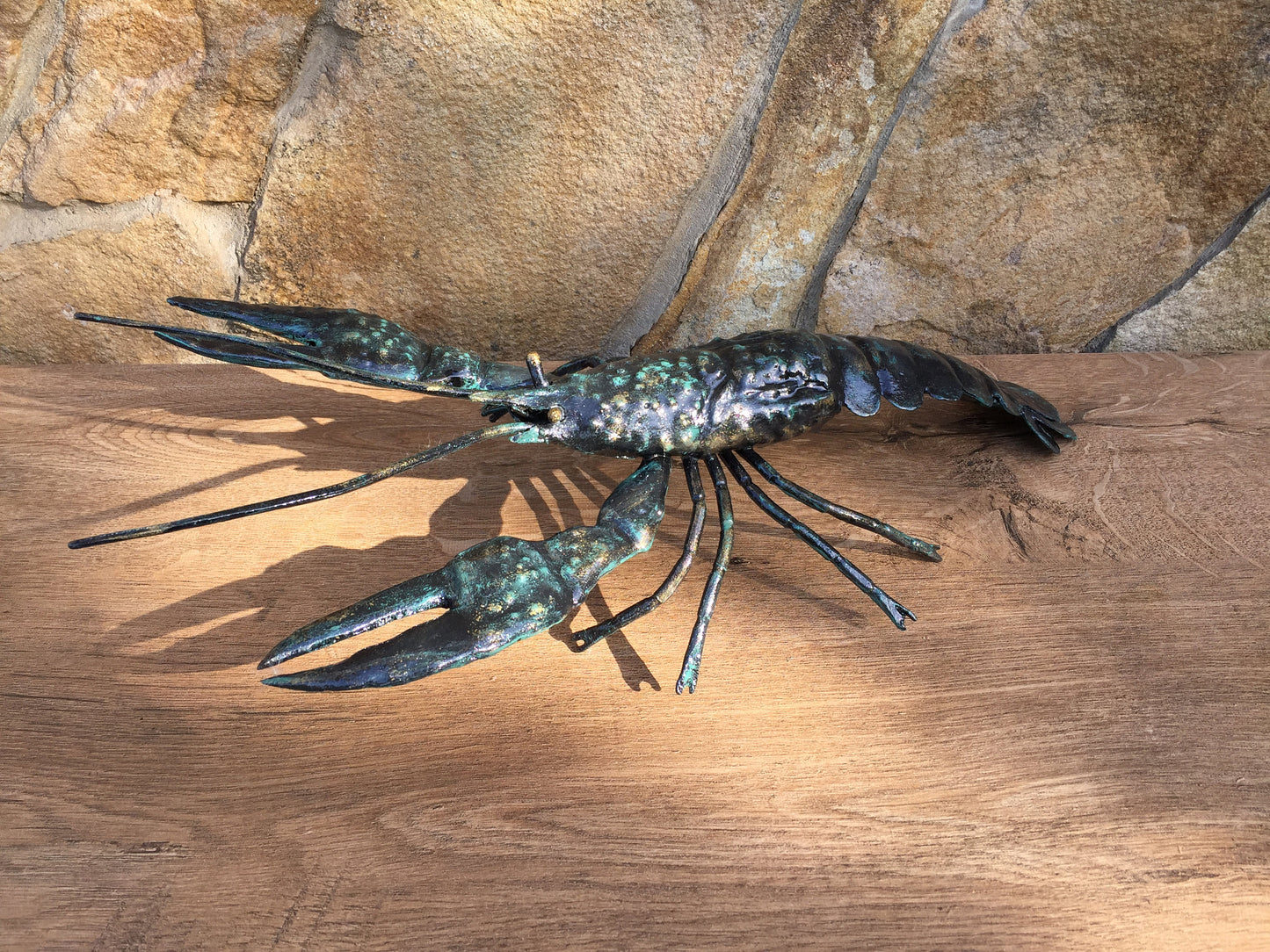 Crawfish, crayfish, crustacean, metal sculpture, metal figurine,metal art object,hand forged statue,metal home decor,metal art,metal artwork