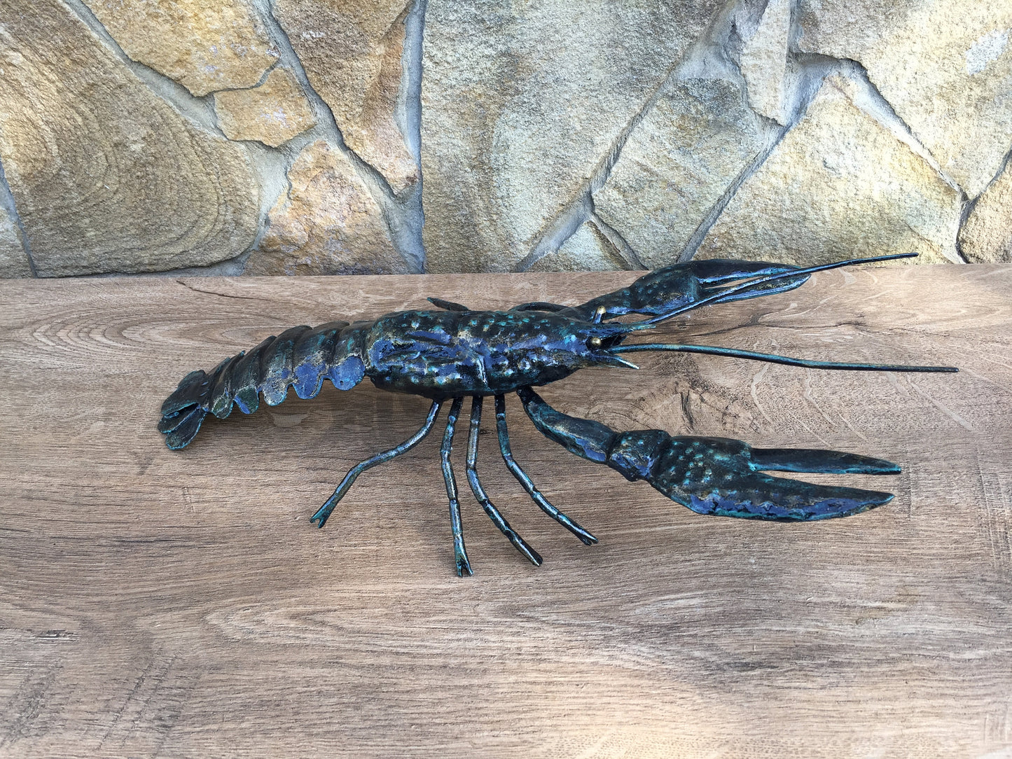 Crawfish, crayfish, crustacean, metal sculpture, metal figurine,metal art object,hand forged statue,metal home decor,metal art,metal artwork