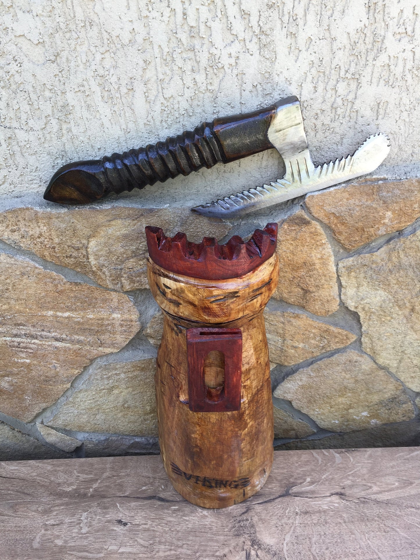 Viking kitchen axe, viking cutlery, medieval cutlery, reenactment, viking dragon, wood carving, viking decor, viking knife, SCA, LARP, fork