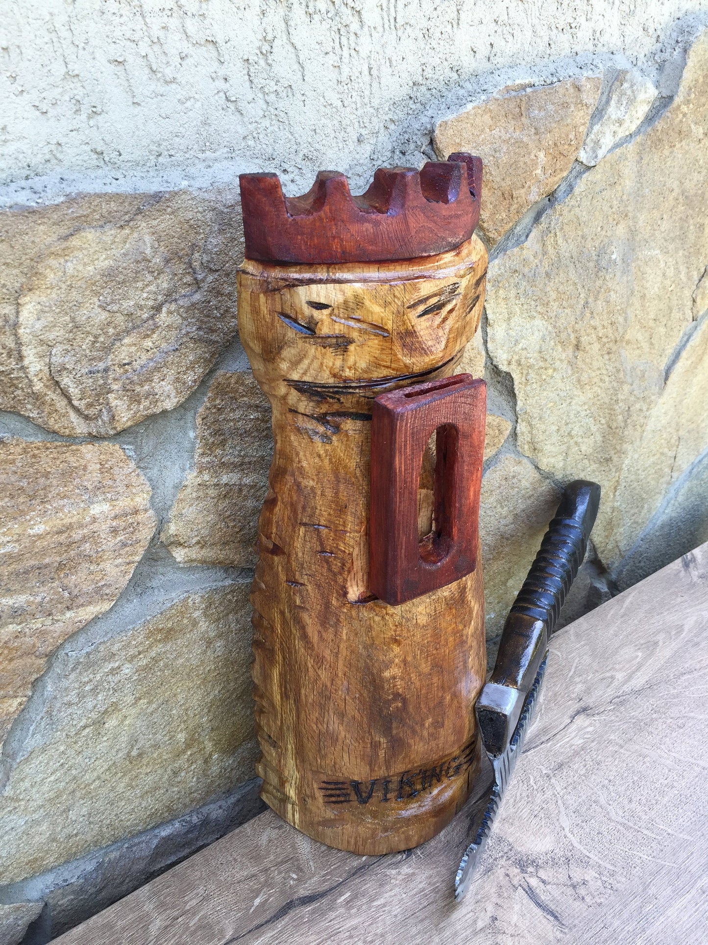 Viking kitchen axe, viking cutlery, medieval cutlery, reenactment, viking dragon, wood carving, viking decor, viking knife, SCA, LARP, fork