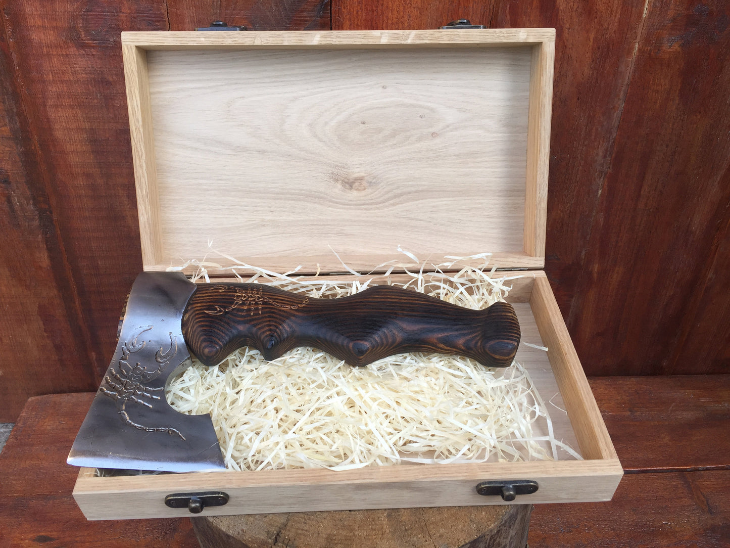Axe in engraved wooden box, personalized gift, gift for men, viking axe, his birthday gift, tomahawk, axe, hatchet, viking, iron anniversary