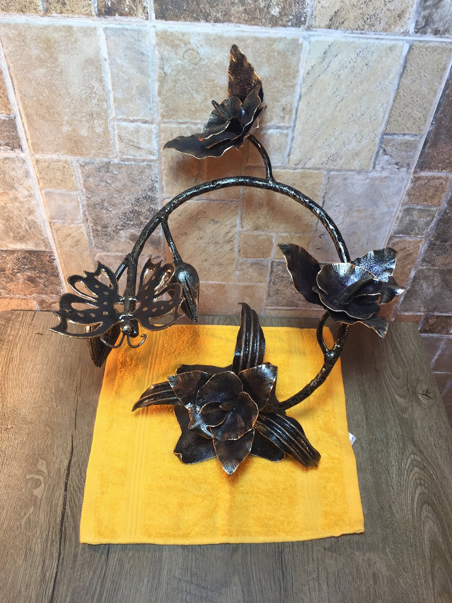 Iron orchid with butterfly, hand forged orchid, orchid gift, floral gift, orchid flower, gift for wife, orchid art, garden decor, yard art