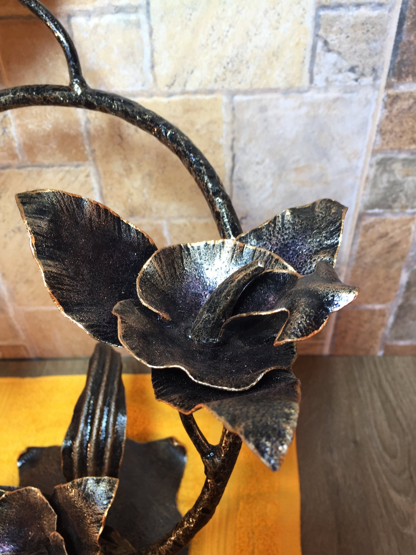 Iron orchid with butterfly, hand forged orchid, orchid gift, floral gift, orchid flower, gift for wife, orchid art, garden decor, yard art