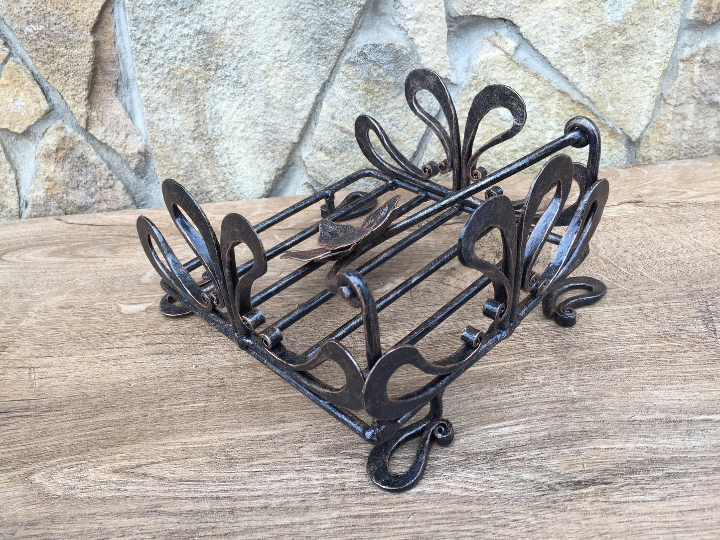 Hand forged napkin holder, napkin holder, napkin stand, napkins, viking, metal art, anniversary gift, iron gift for her, iron anniversary