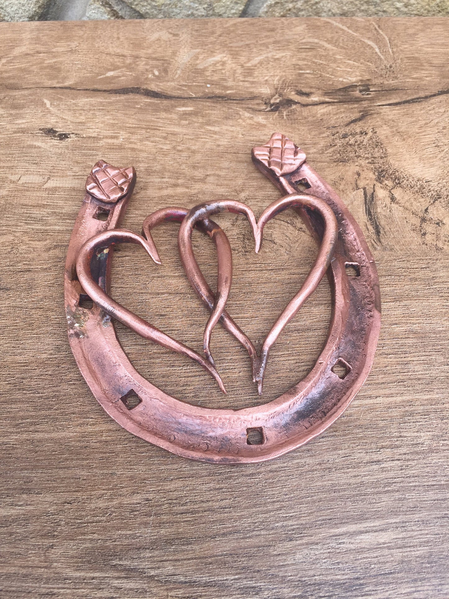 Copper horseshoe, copper gifts, 7 year gifts, 7th anniversary gift, engagement,love talisman,lucky horseshoe,copper anniversary,copper heart