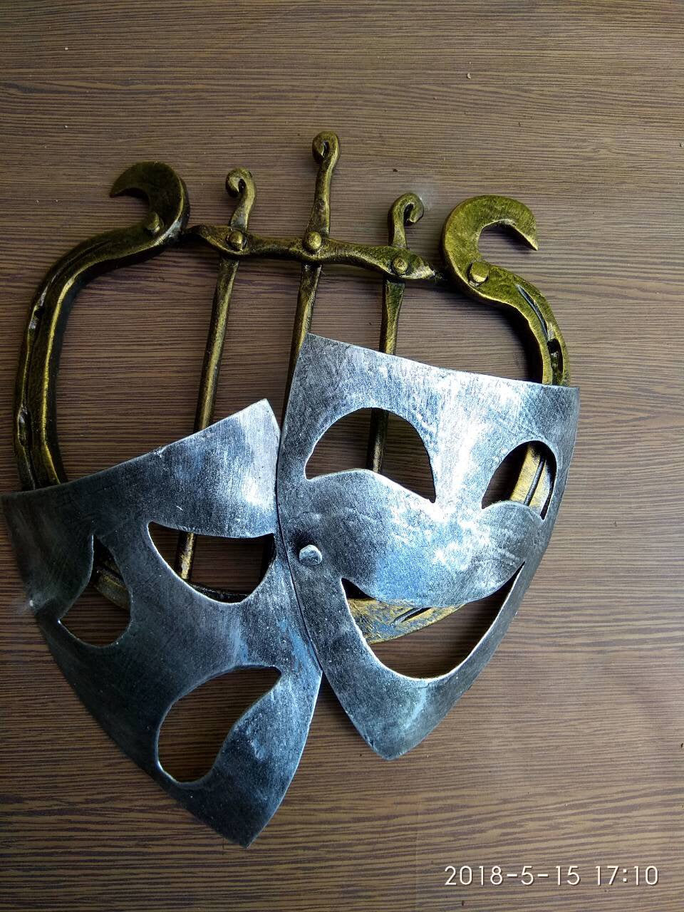 Hand forged theater mask, theater birthday, theater masks wall art, theater director gift, theater major gift, theater wall art, theatre