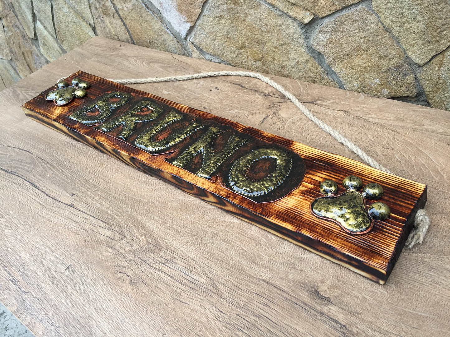 Dog sign, custom dog plaque, dog hanging sign, dog wall decor, fathers day gift, dog leash collar, dog shelf, leash holder, collar holder