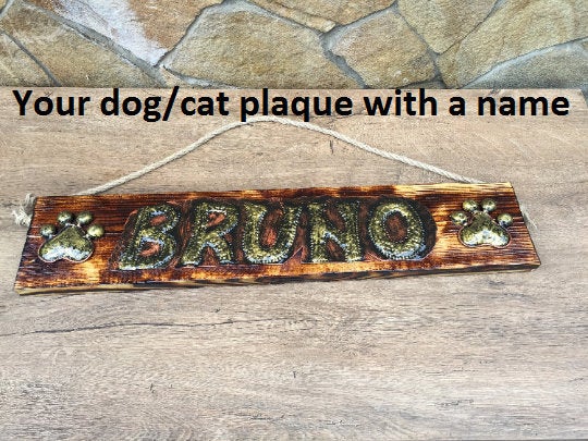 Dog sign, custom dog plaque, dog hanging sign, dog wall decor, fathers day gift, dog leash collar, dog shelf, leash holder, collar holder