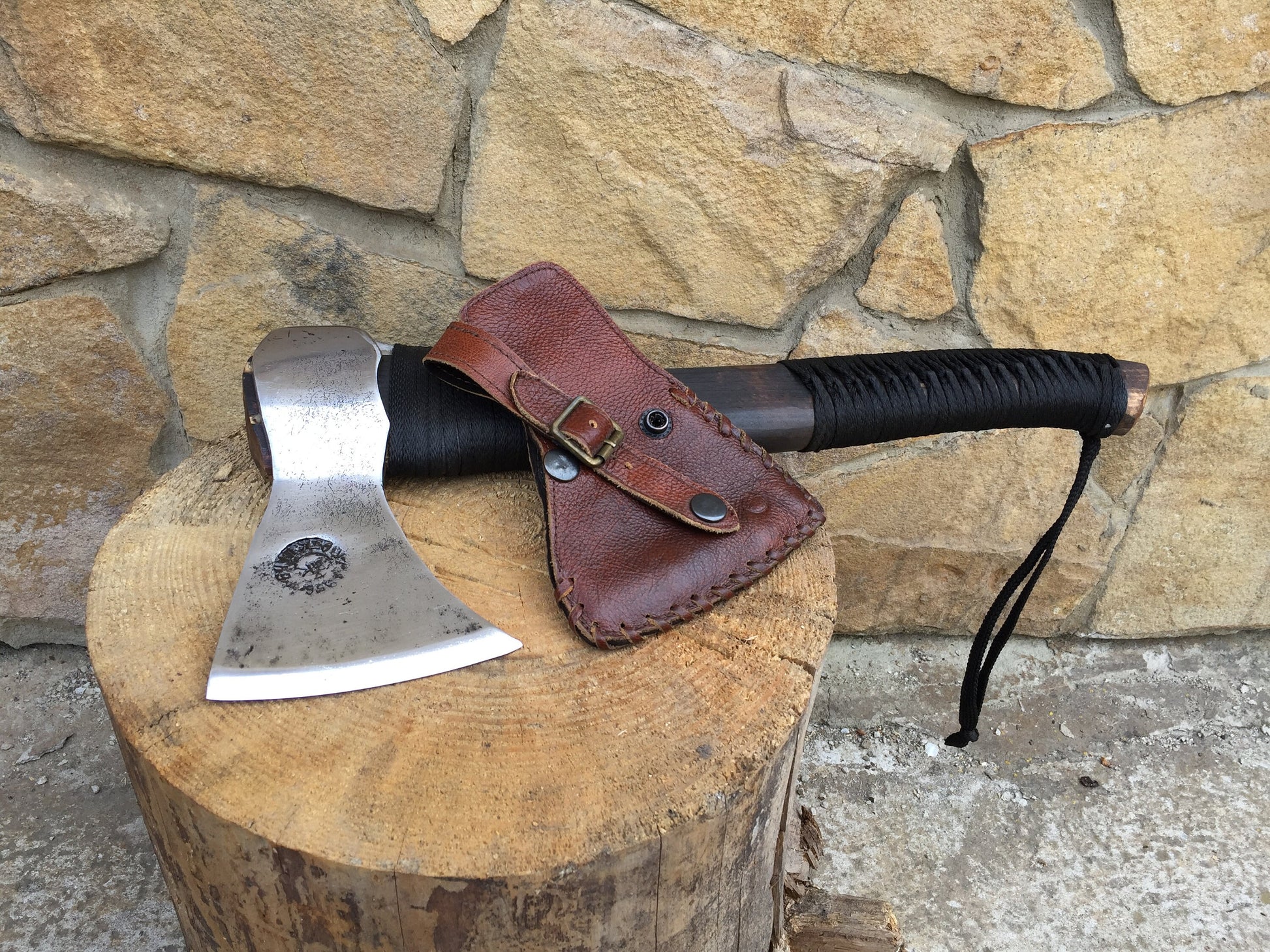 Custom listing for Tassilo: viking axe with leather sheath, with engraving, with free shipping to DE