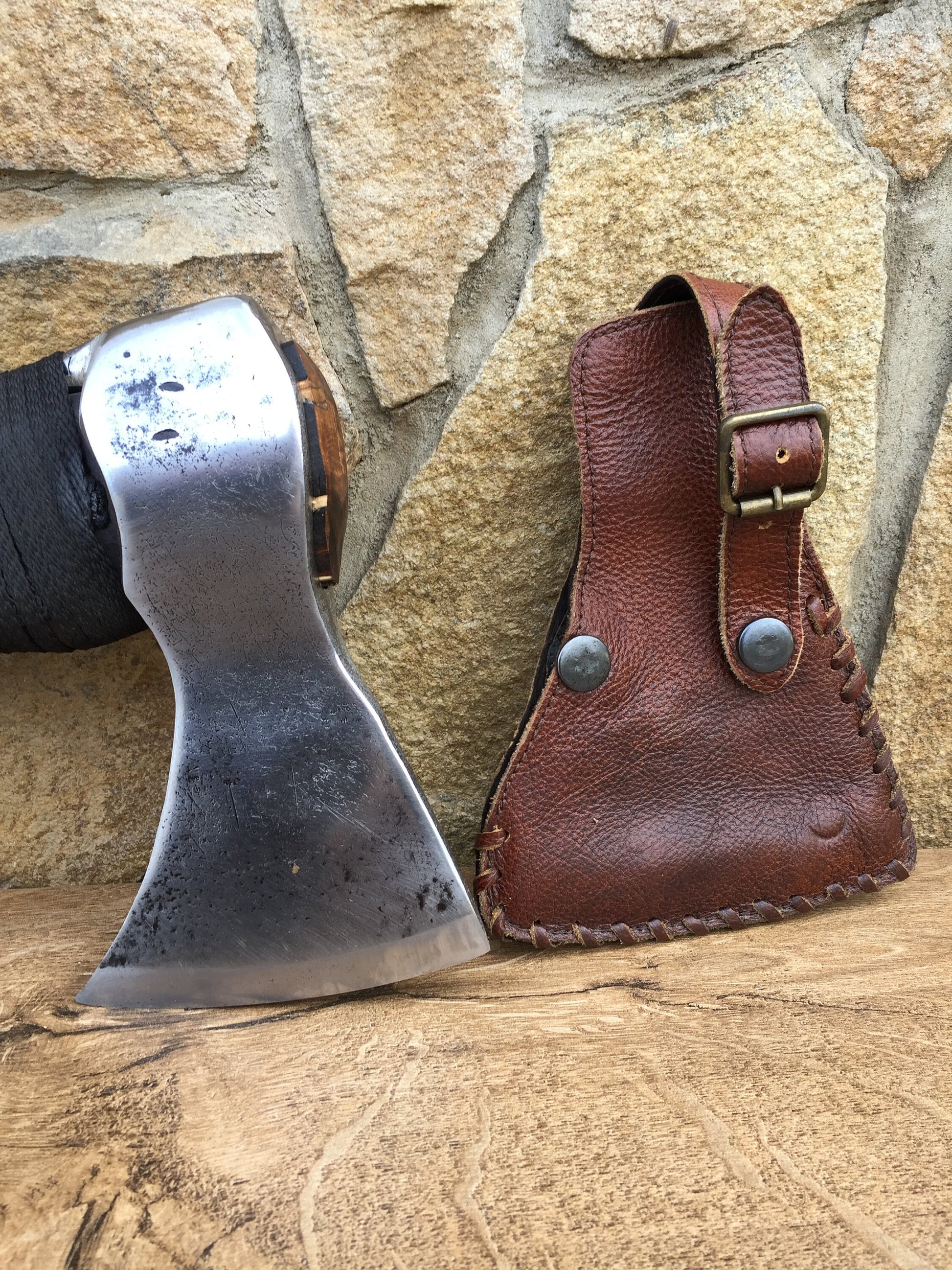 Custom listing for Tassilo: viking axe with leather sheath, with engraving, with free shipping to DE