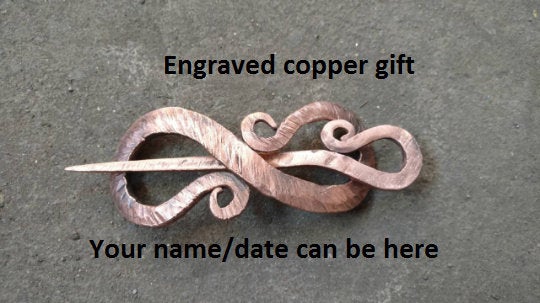Copper hair pin, copper anniversary, hair clip, hair slide, hair barrette, bun holder, hair jewelry, bridal hair pin, hair stick,copper gift