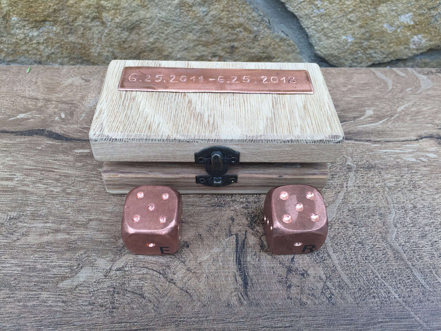 Engraved copper gift, copper gifts, copper dices, engraved dice box, engraved dices, custm dices, copper anniversary gift, 7th anniversary