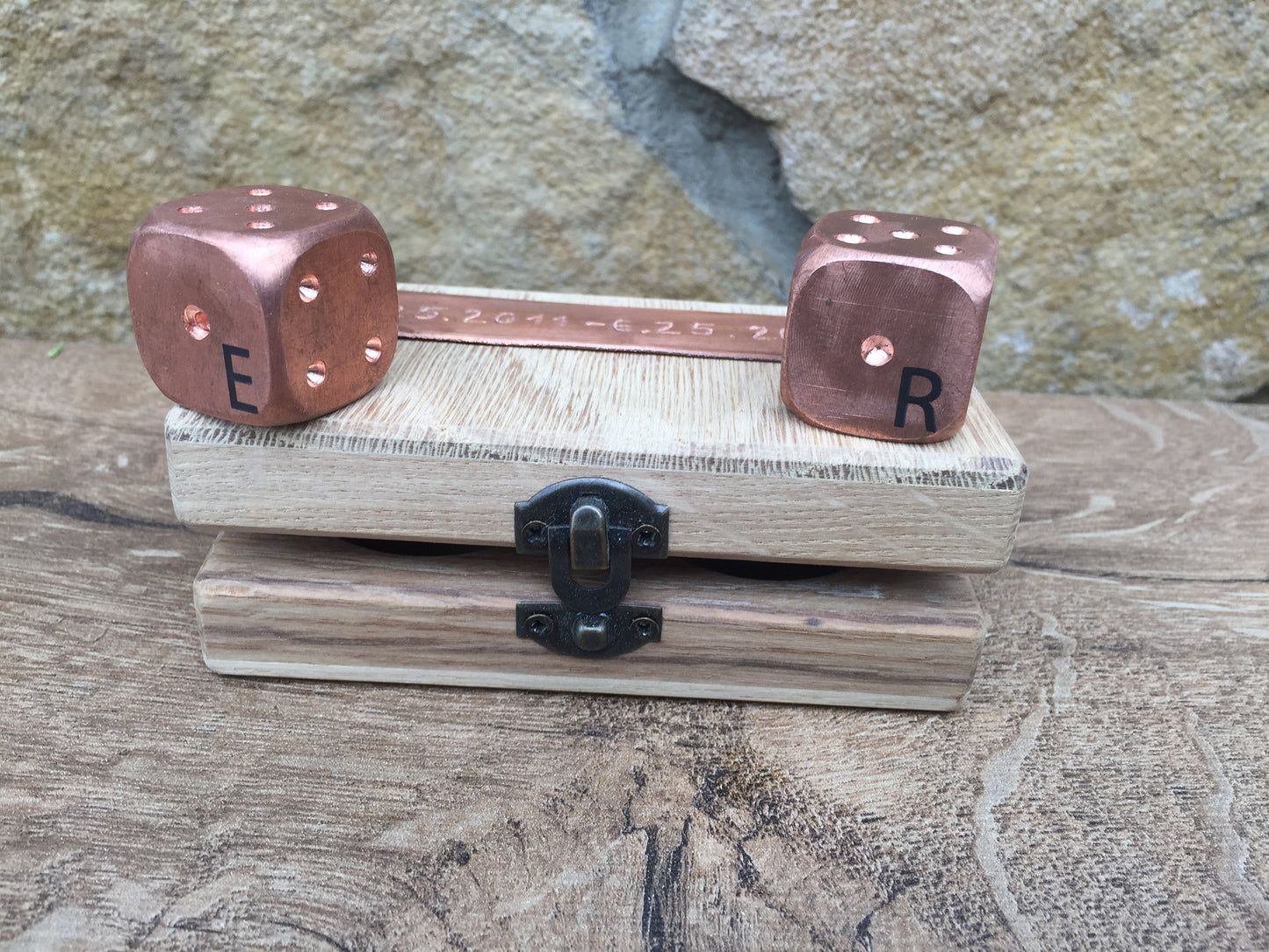 Engraved copper gift, copper gifts, copper dices, engraved dice box, engraved dices, custm dices, copper anniversary gift, 7th anniversary