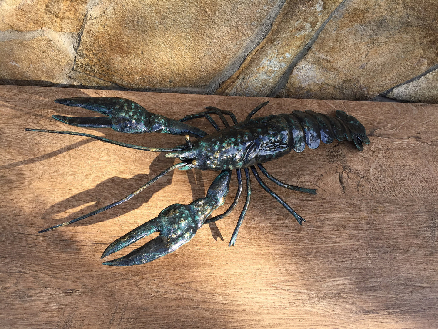 Crawfish, crayfish, crustacean, metal sculpture, metal figurine,metal art object,hand forged statue,metal home decor,metal art,metal artwork