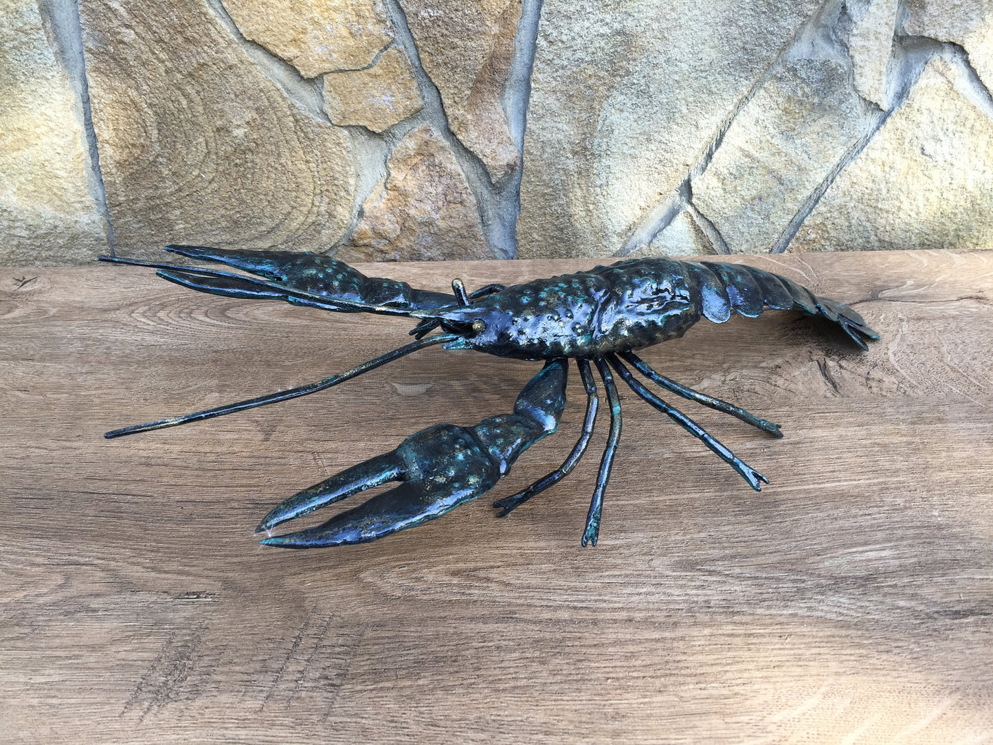 Crawfish, crayfish, crustacean, metal sculpture, metal figurine,metal art object,hand forged statue,metal home decor,metal art,metal artwork