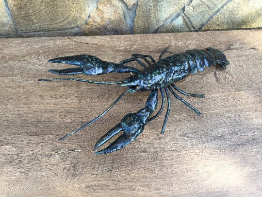 Crawfish, crayfish, crustacean, metal sculpture, metal figurine,metal art object,hand forged statue,metal home decor,metal art,metal artwork