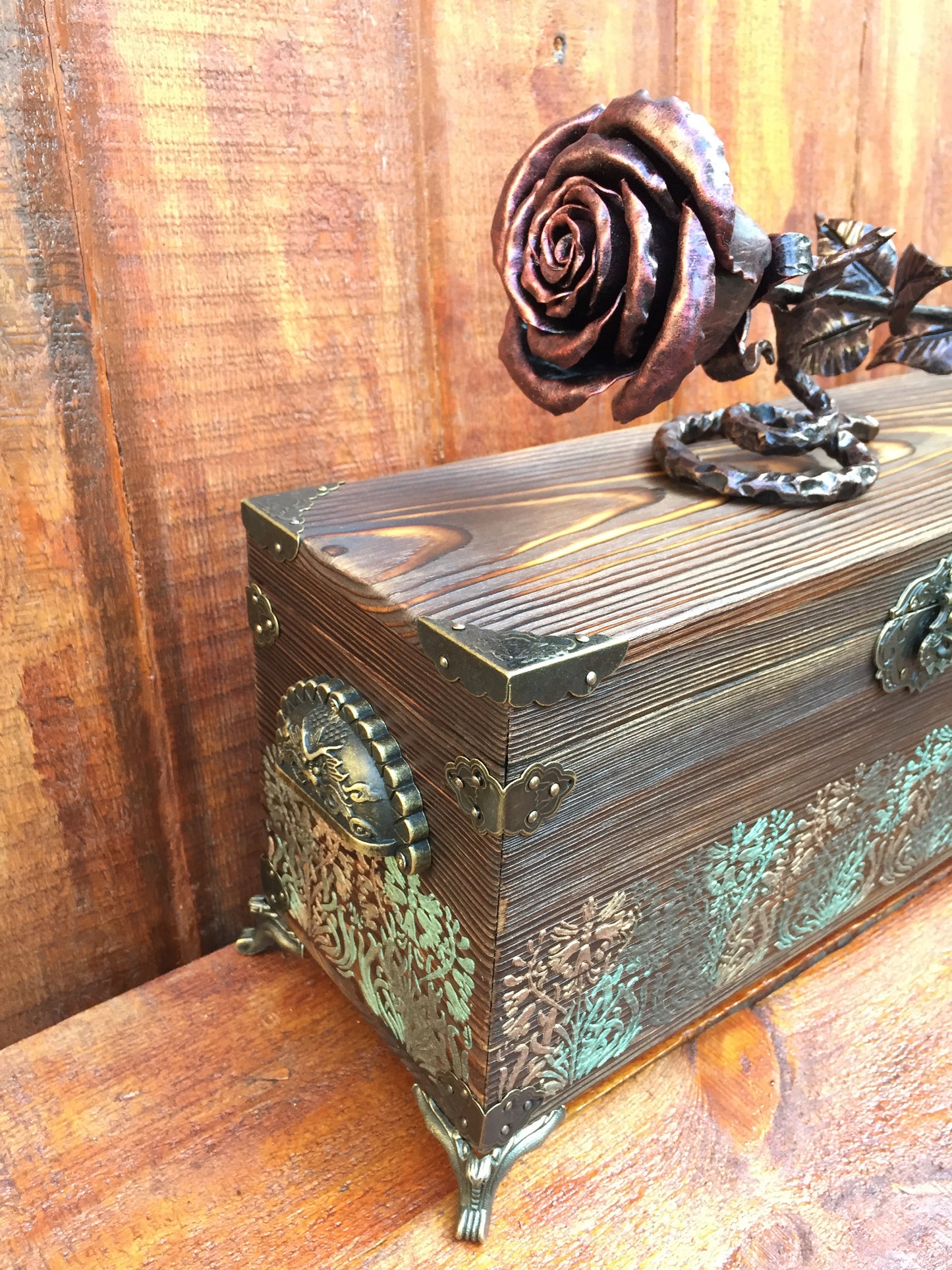 Iron rose in a casket, 40th anniversary gift for parents, ruby anniversary gift, wedding anniversary, 11th, 5th, 6th, ruby gift for her