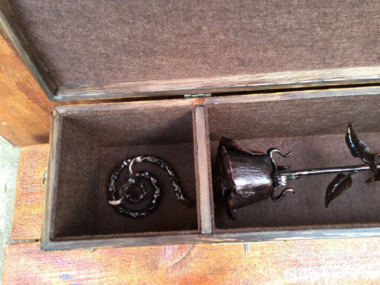 Iron rose in a casket, 40th anniversary gift for parents, ruby anniversary gift, wedding anniversary, 11th, 5th, 6th, ruby gift for her